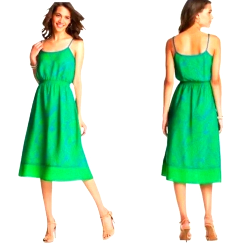 Loft Green/Blue Midi Dress S